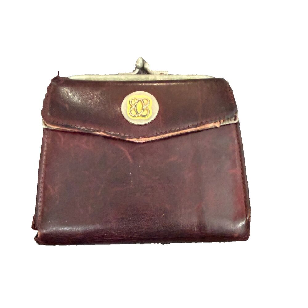 Vintage Bosca Leather Wallet and Coin Purse with Kiss Lock, Well Loved
